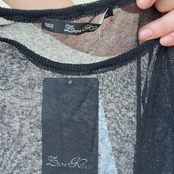 Zara Knit Mini Dress With Sheer Sleeves - Picture 4 of 11